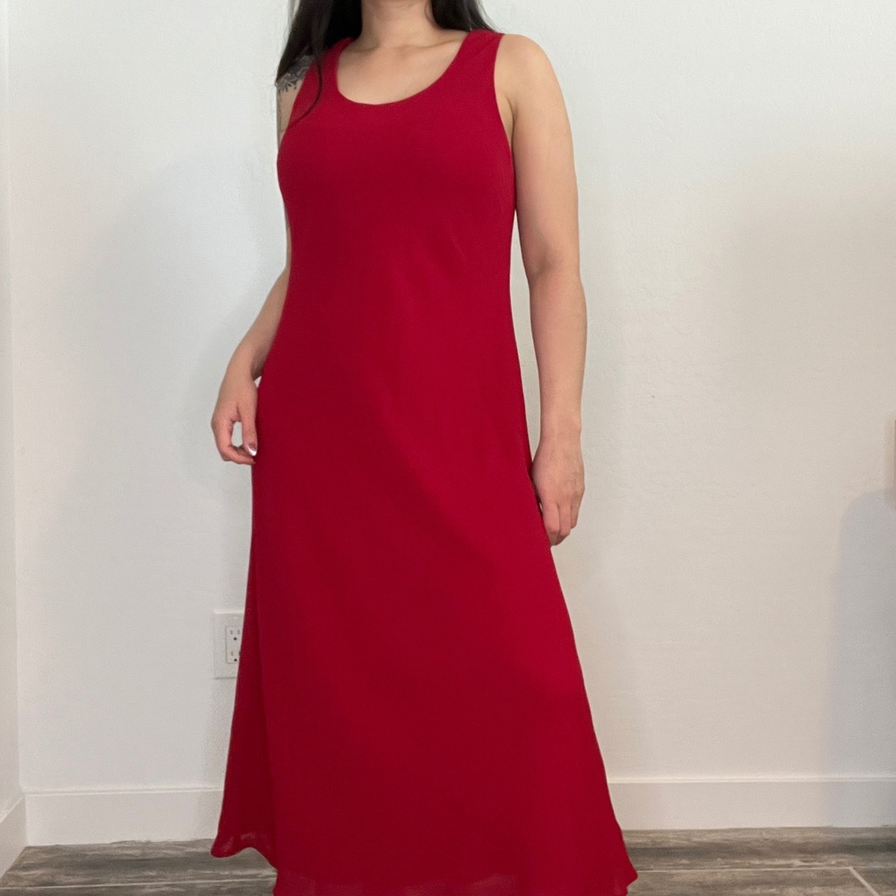 Studio I Petite‎ Red Sleeveless Scoop Neck Maxi Dress - Picture 4 of 11